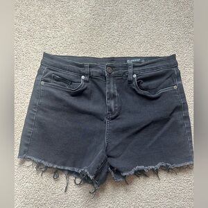 Blank NYC “The Essex” Black Frayed-Hem Denim Cutoff Shorts